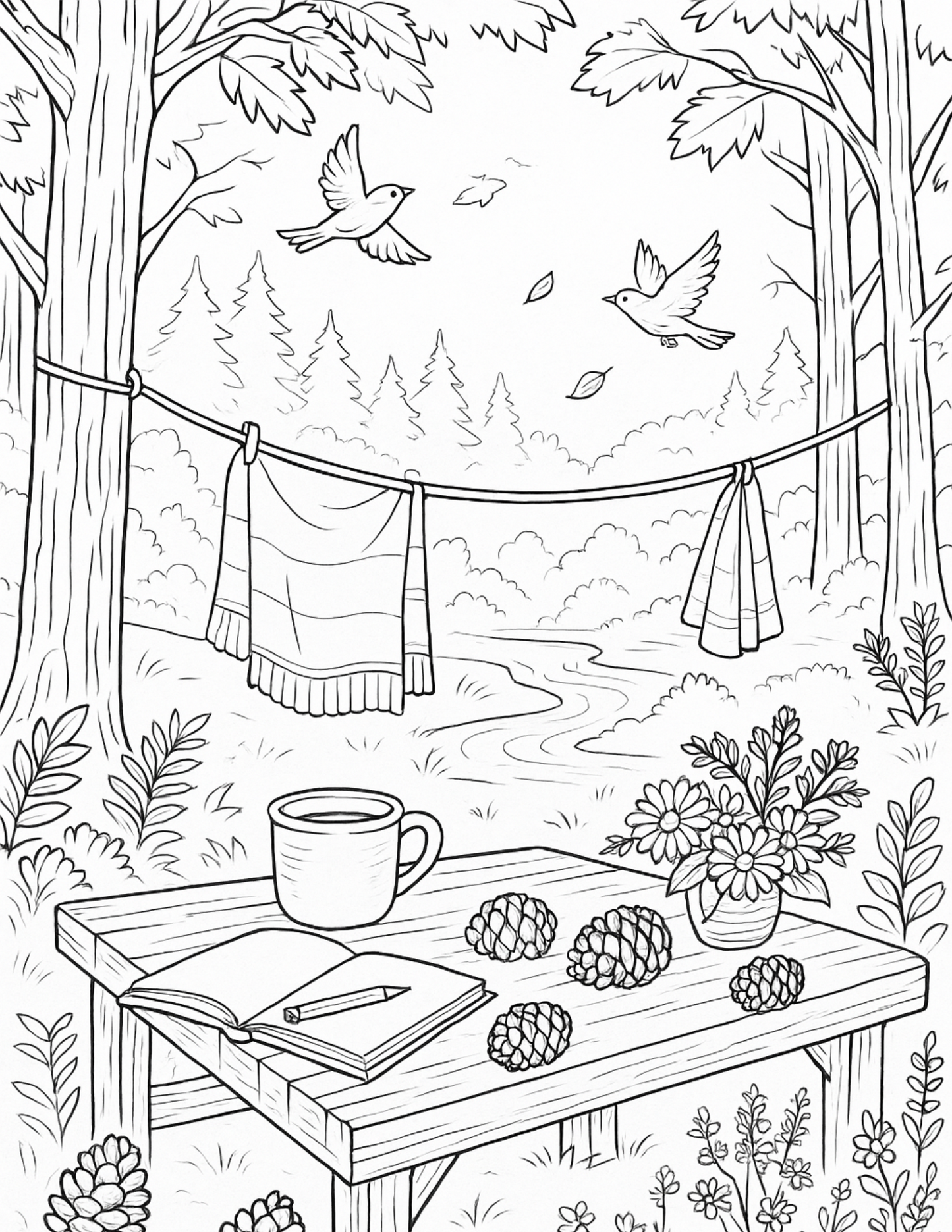 Color the Calm: A Woodland Forest Adult Coloring Book (Digital Download)
